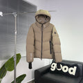 Moncler Sand Beige Chevron Quilted Hooded Puffer Jacket