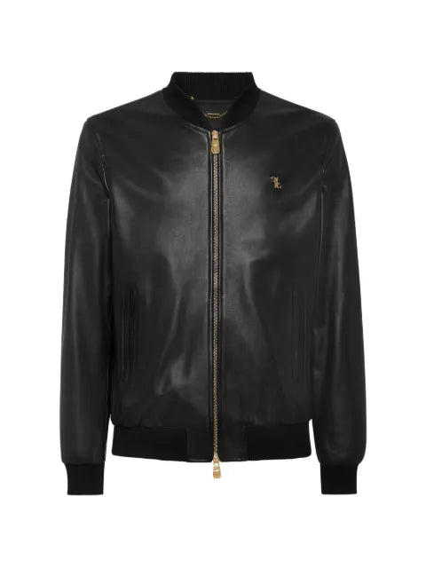 Billionaire Basic leather bomber jacket