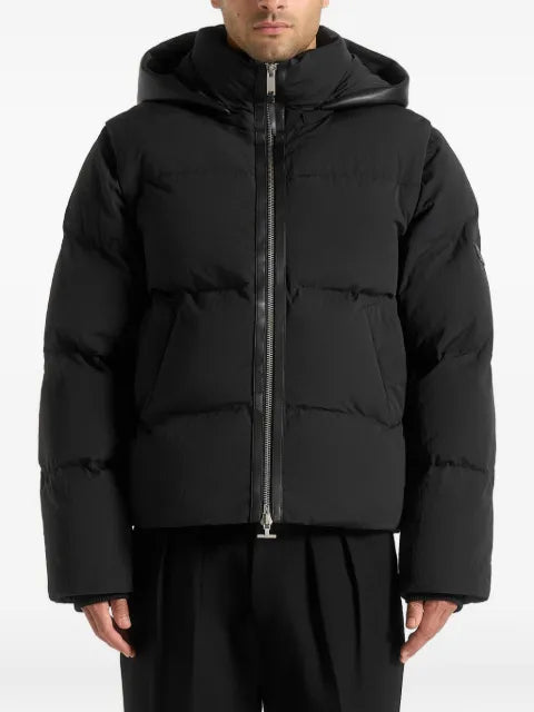 Manière De Voir Eric detachable-sleeves hooded black puffer jacket