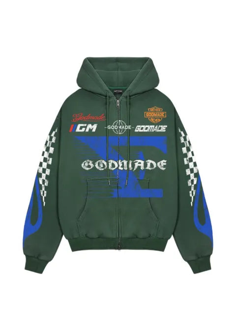 GODMADE 7 Speed logo-print zip-up hoodie