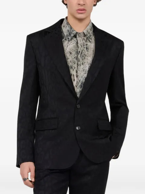 Roberto Cavalli leopard-jacquard notched-lapel jacket