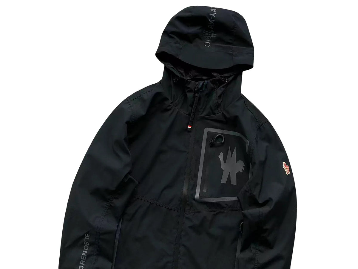 Moncler Black Graphic Chest Pocket Hooded Pullover Jacket