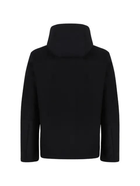 Add hooded concealed-fastening jacket