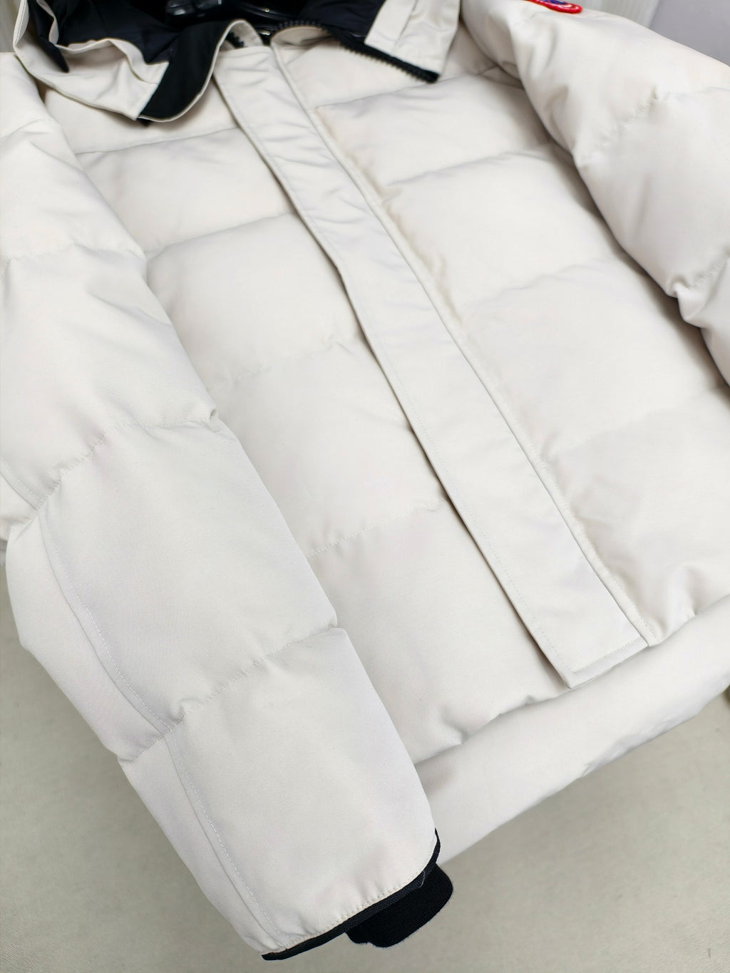 Canada Goose White Plush-Trim Hooded Quilted Puffer Jacket
