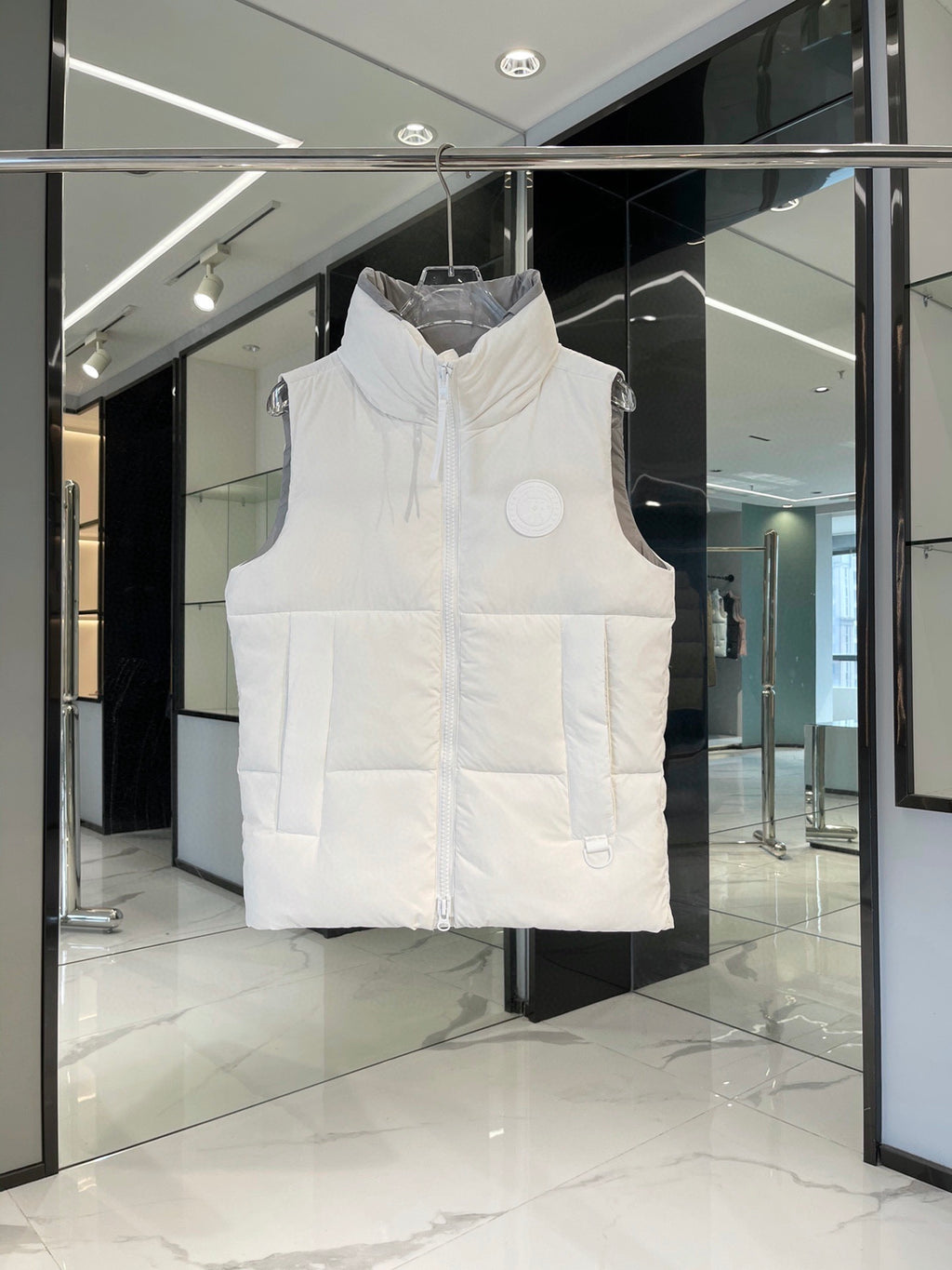 Canada Goose White Tonal Logo Stand Collar Puffer Vest