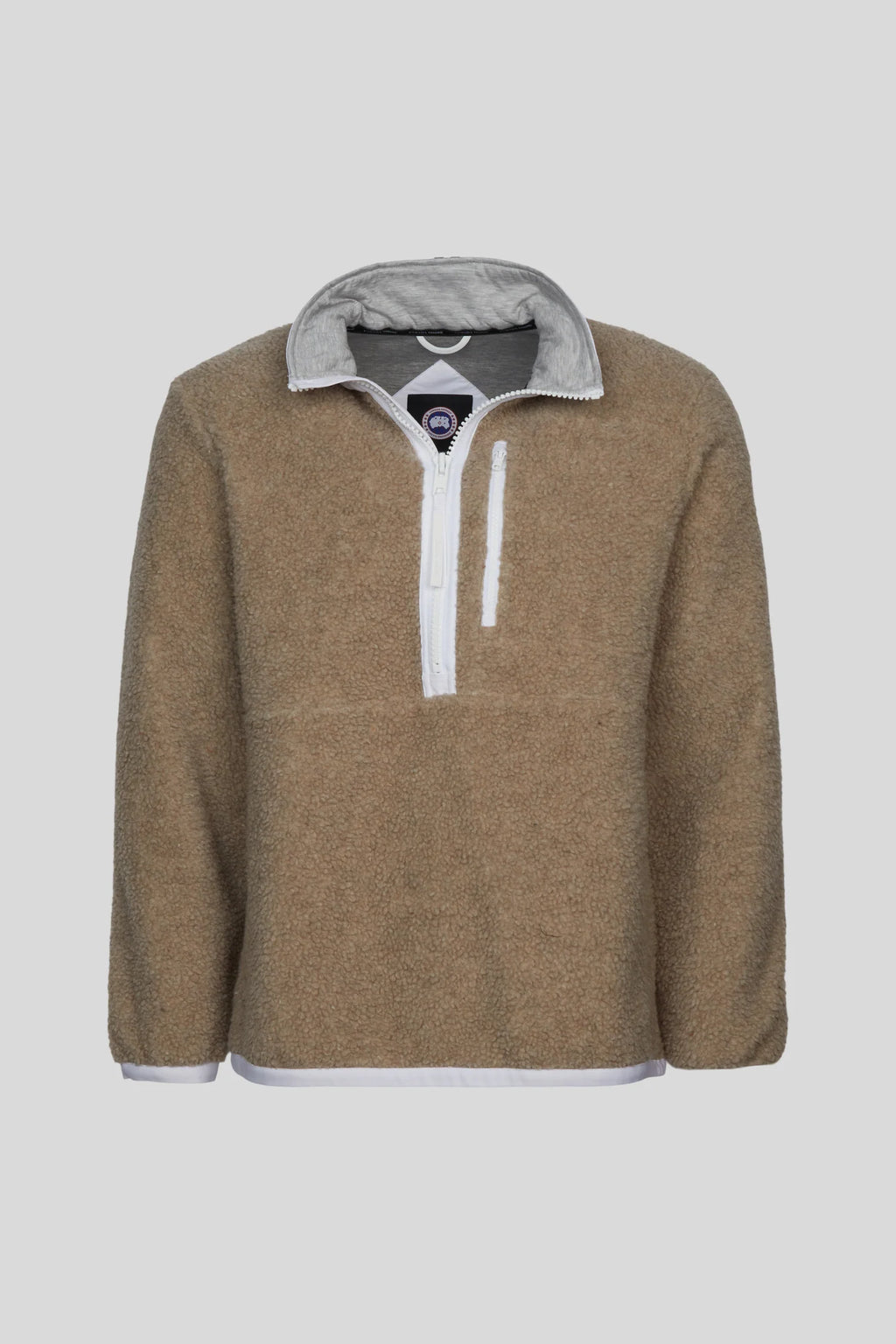 Canada Goose Tan Beige Contrast Trim Half-Zip Fleece Pullover