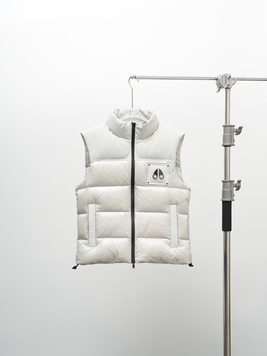 Moose Knuckles White Quilted Stand Collar Puffer Vest
