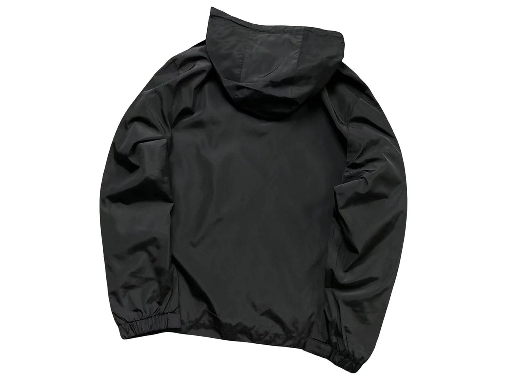 Moncler Black and White Geometric Sleeve Hooded Jacket