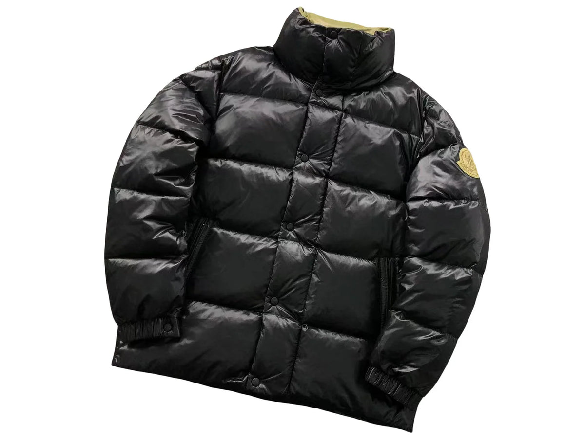 Moncler Black Glossy Stand Collar Quilted Puffer Jacket