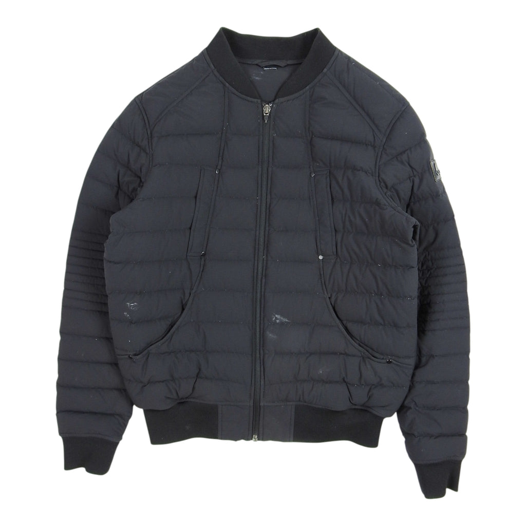 Moose Knuckles Black Distressed Quilted Bomber Jacket