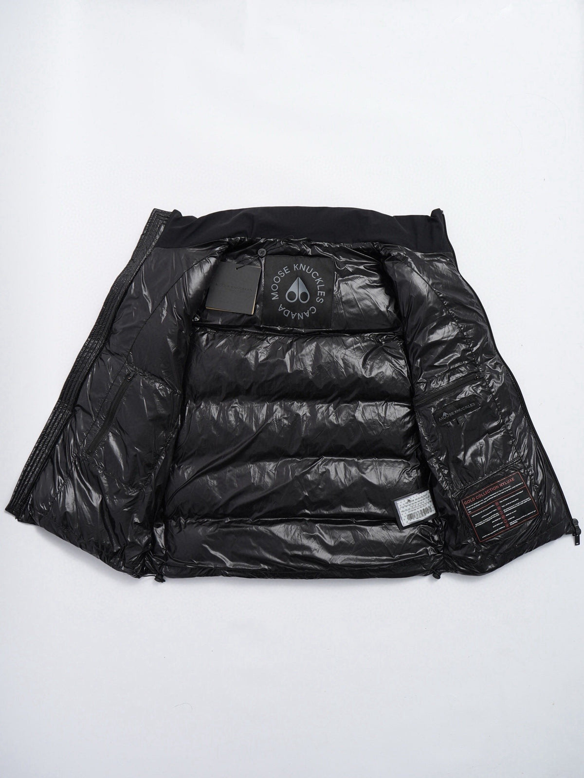 Moose Knuckles Black Mixed Finish Quilted Puffer Vest