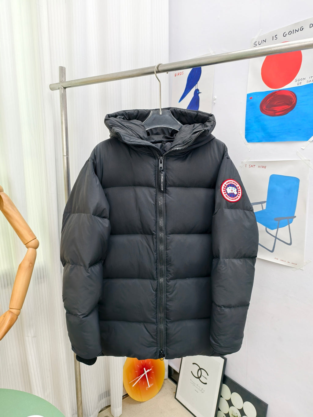 Canada Goose Black Hooded Wide-Quilt Puffer Jacket
