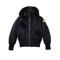 Moose Knuckles Black Plush-Trim Hooded Bomber Jacket