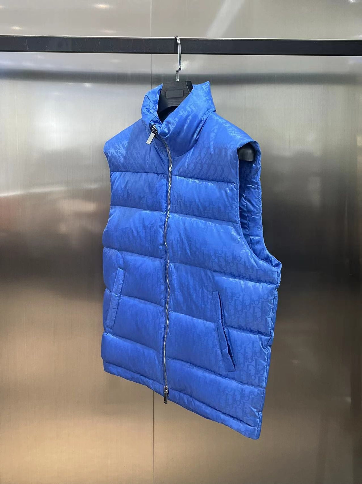 Dior Royal Blue Tonal Monogram Quilted Puffer Vest