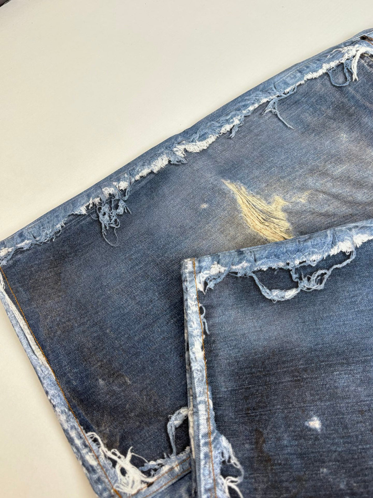 Acne Studios Heavily Distressed Denim Jort Shorts