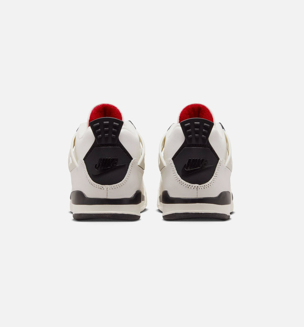Air Jordan 4 Retro Flight Club Preschool Shoes - Sail Black University Red