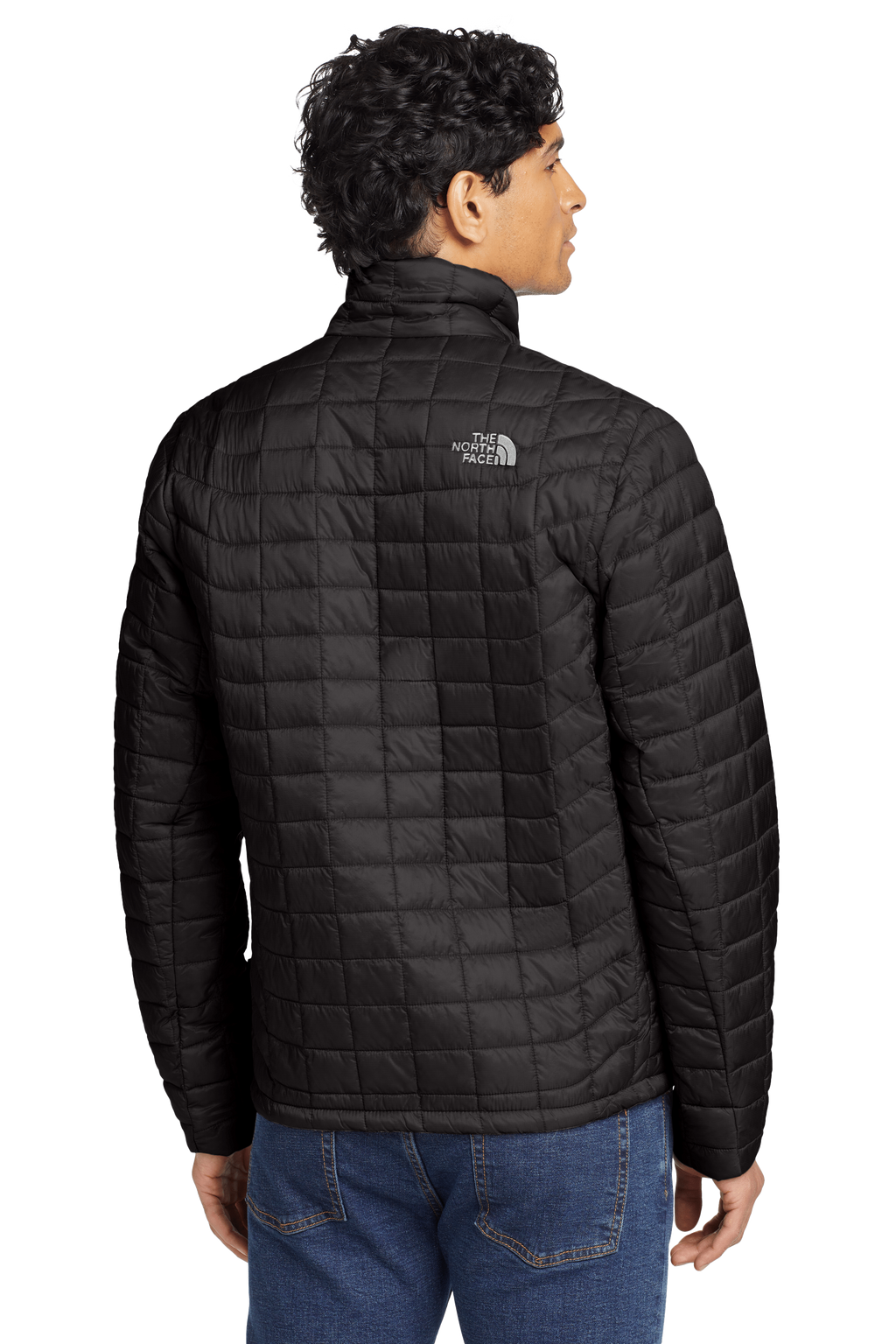 The North Face Black Grid-Quilted Stand Collar Jacket