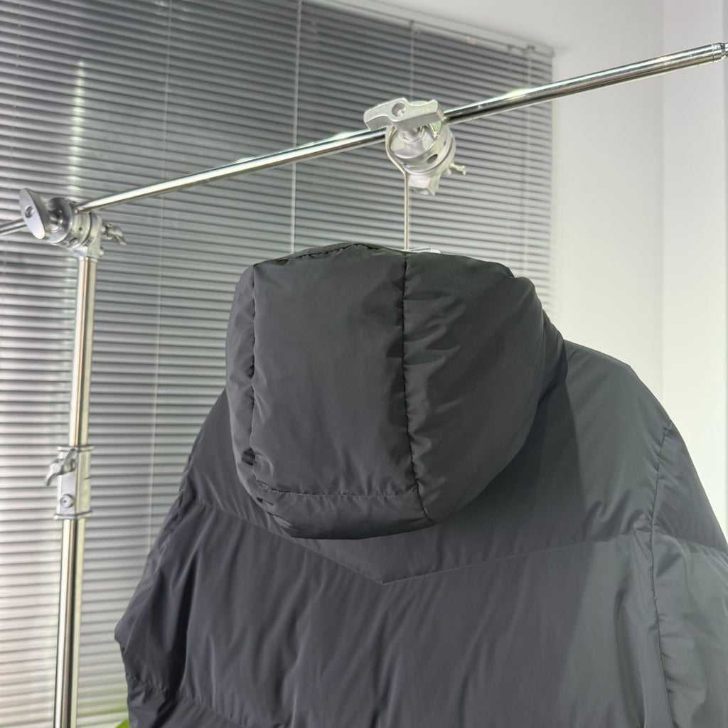 Moncler Black Chevron Quilted Hooded Puffer Jacket