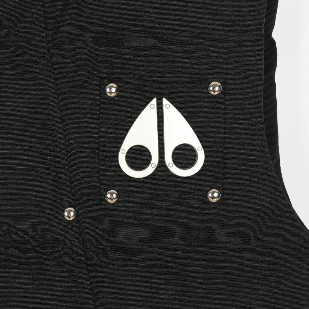 Moose Knuckles Black Stud Detail Stand Collar Puffer Vest
