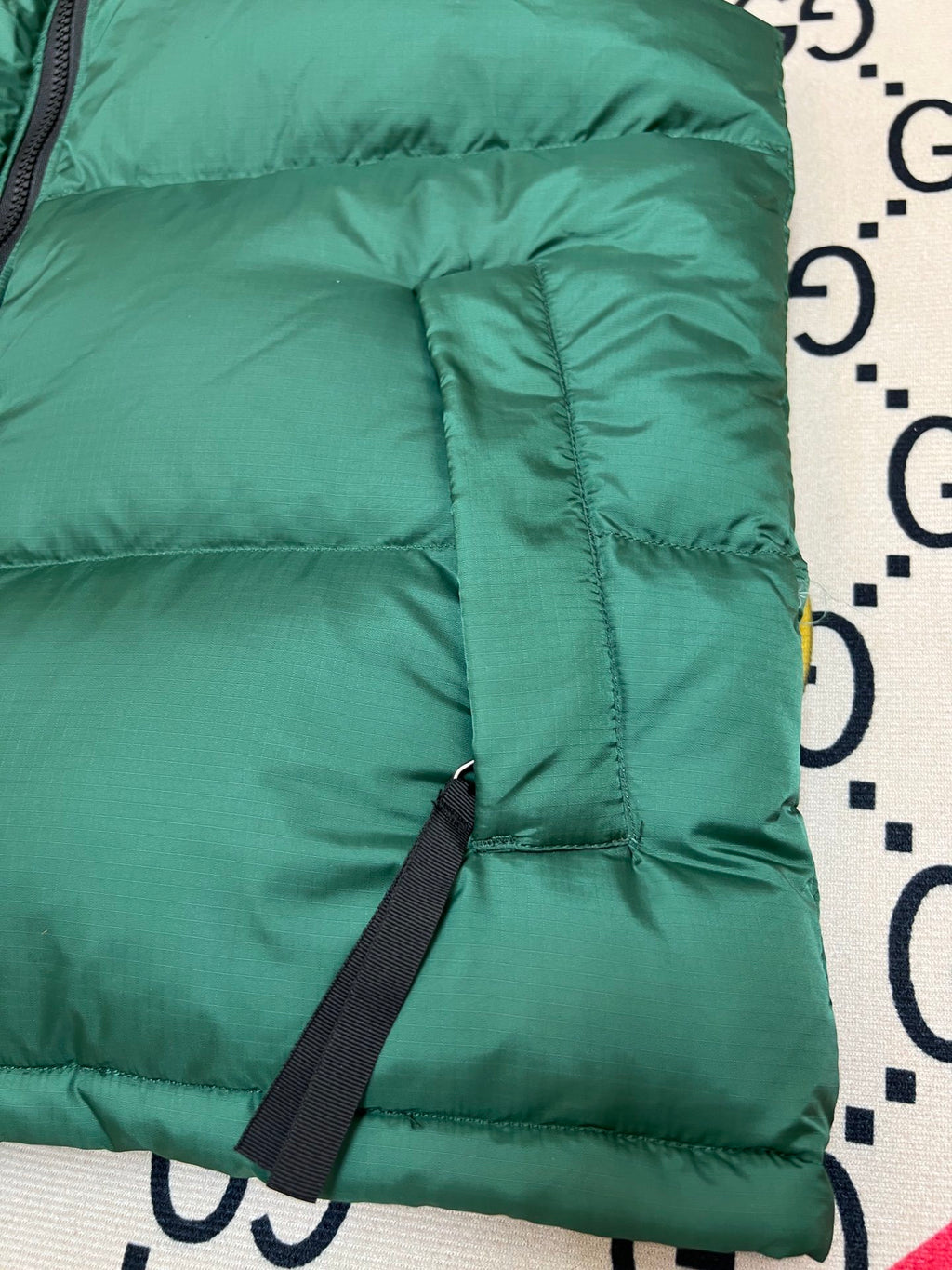 The North Face Forest Green and Black Colorblock Puffer Vest
