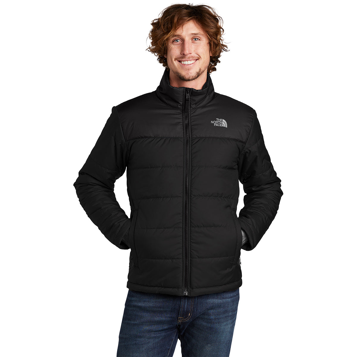 The North Face Black Horizontal-Quilt Stand Collar Jacket