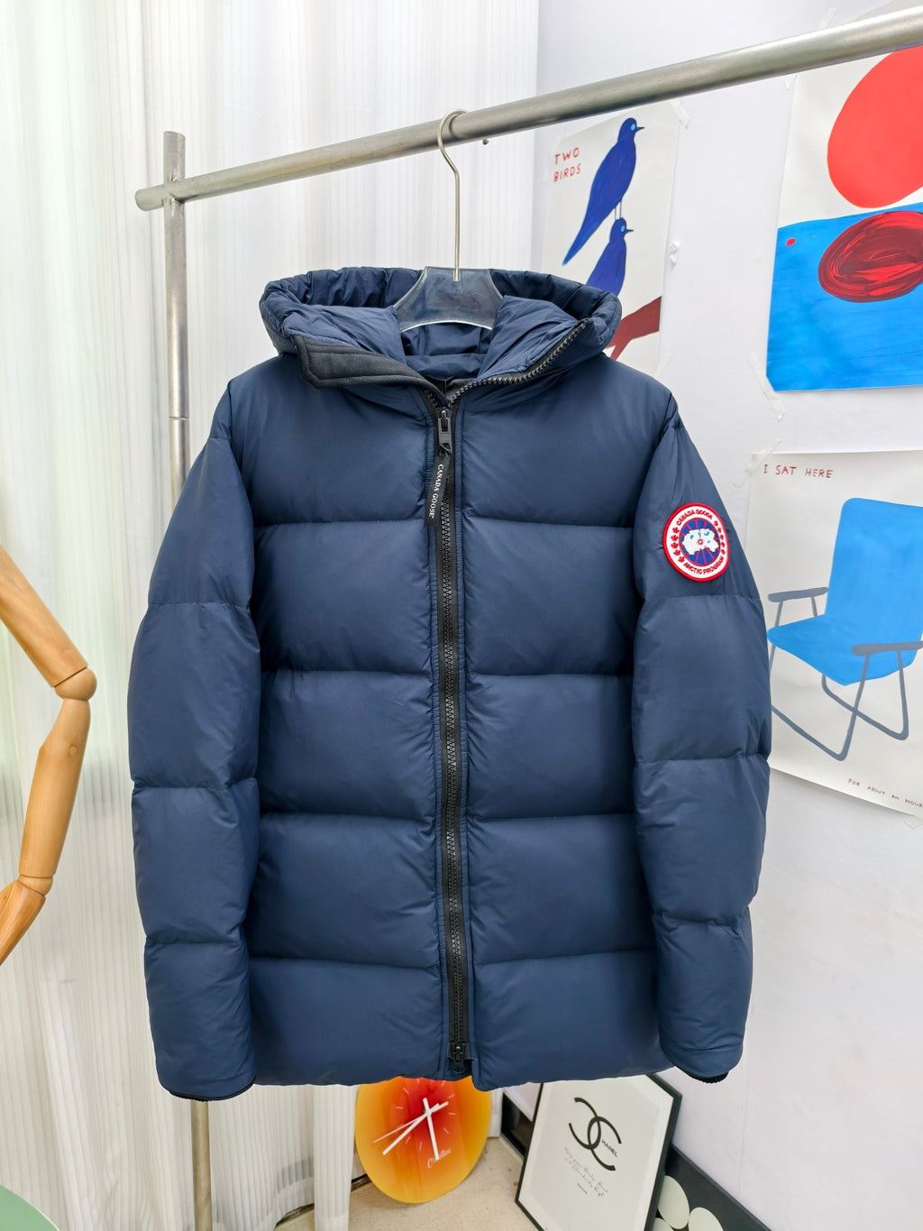 Canada Goose Navy Blue Hooded Wide-Quilt Puffer Jacket