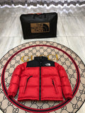 The North Face Red and Black Colorblock Puffer Jacket