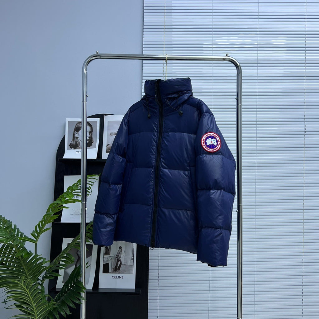 Canada Goose Navy Blue Hooded Quilted Puffer Jacket
