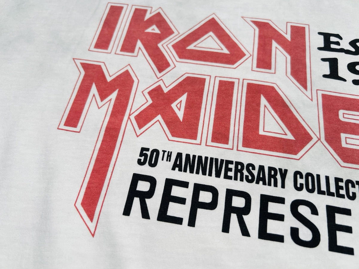Represent Iron Maiden Letter Print Crew Neck Short Sleeve T Shirt