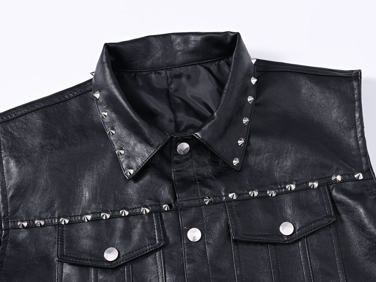 Studded Biker Punk Faux Leather Vest Unisex
