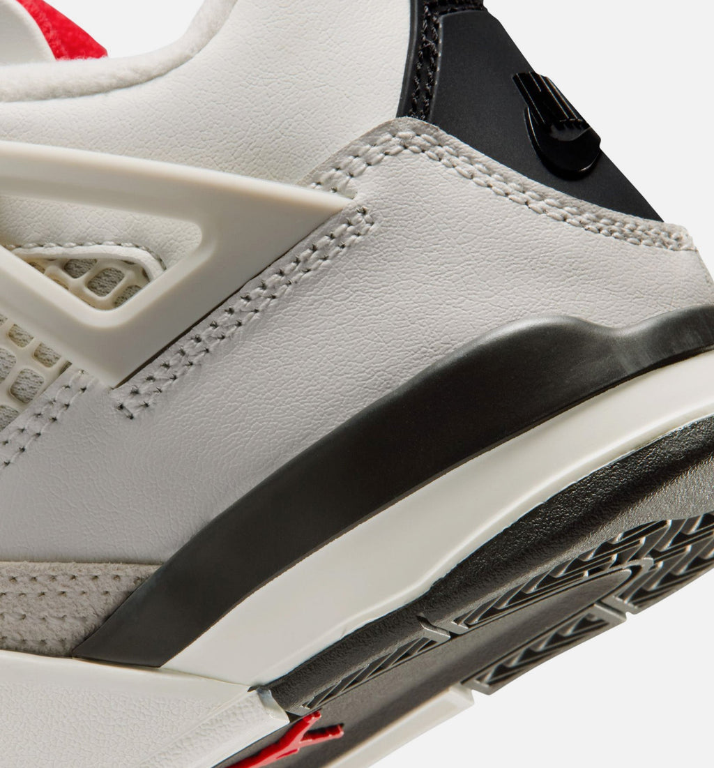 Air Jordan 4 Retro Flight Club Preschool Shoes - Sail Black University Red