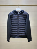 Moncler Black Mixed-Panel Hooded Quilted Jacket