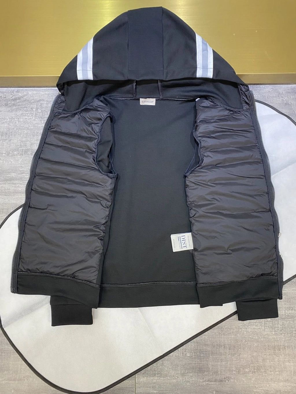 Moncler Black Mixed-Panel Hooded Quilted Jacket