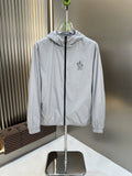 Moncler Light Gray Full-Zip Hooded Jacket