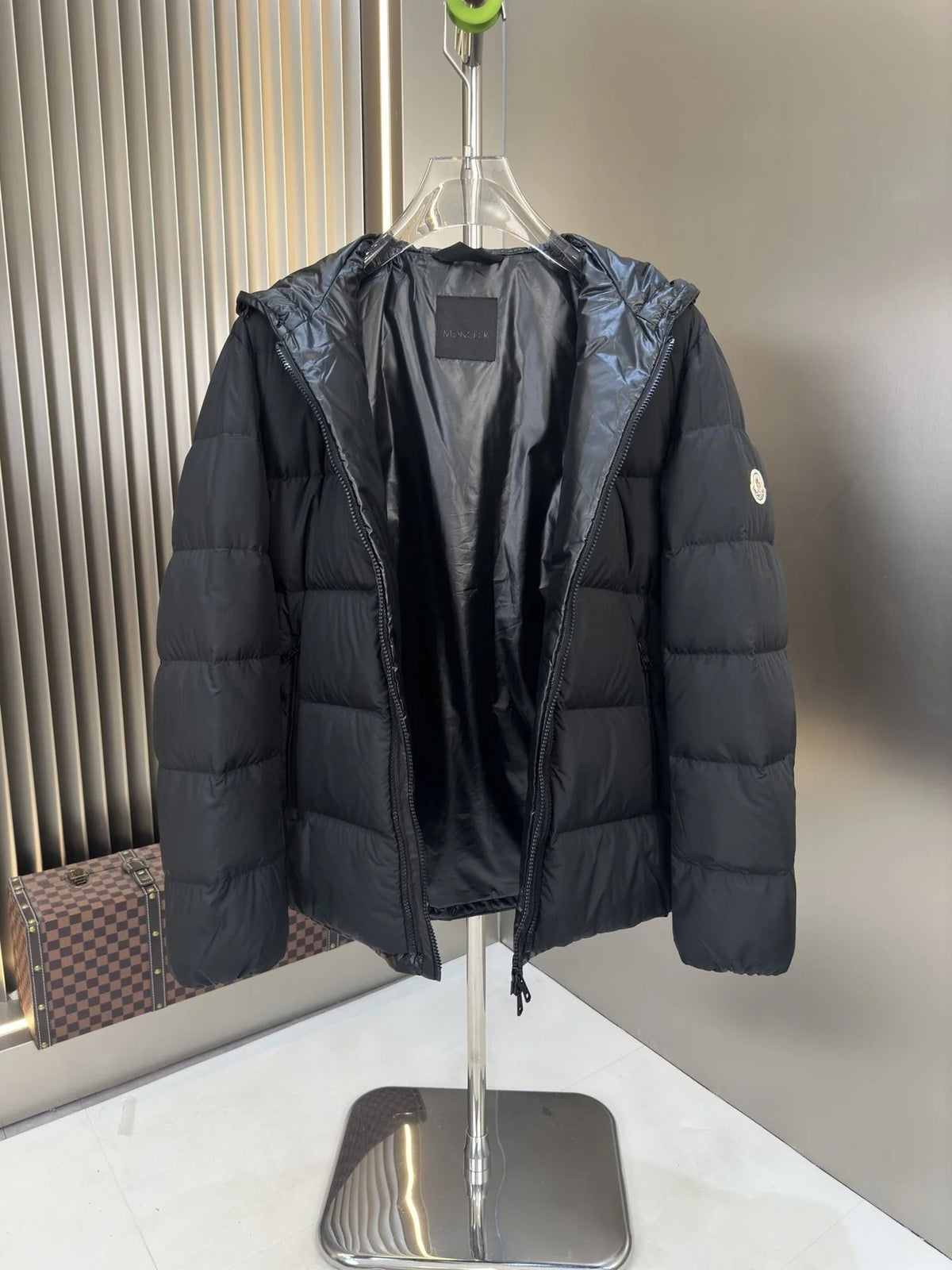 Moncler Black Collarless Quilted Puffer Jacket