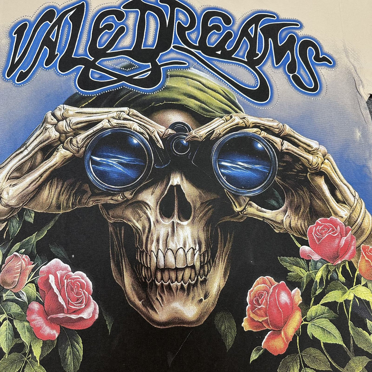 VALE USA Skull & Roses Rhinestone Short-Sleeve T-Shirt