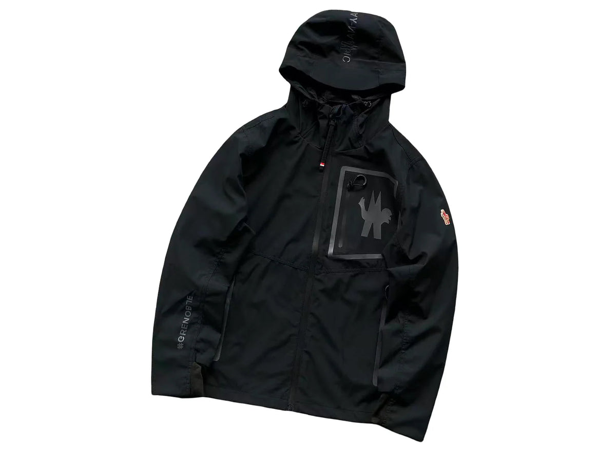 Moncler Black Graphic Chest Pocket Hooded Pullover Jacket