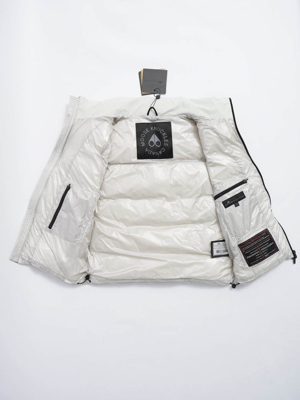 Moose Knuckles White Quilted Stand Collar Puffer Vest