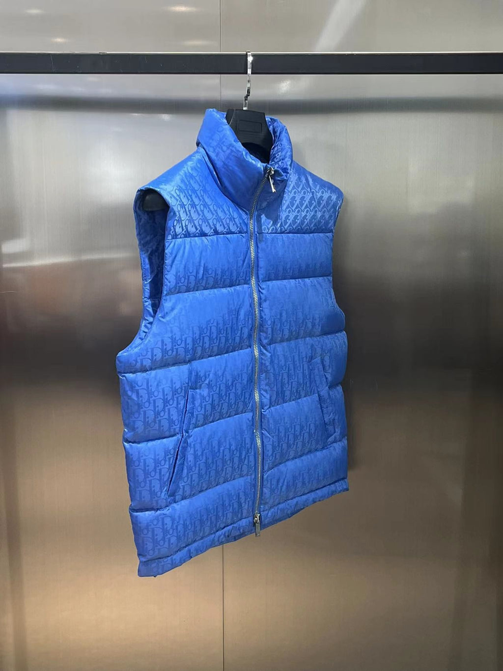 Dior Royal Blue Tonal Monogram Quilted Puffer Vest