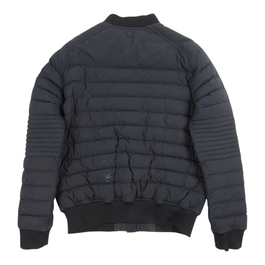 Moose Knuckles Black Distressed Quilted Bomber Jacket
