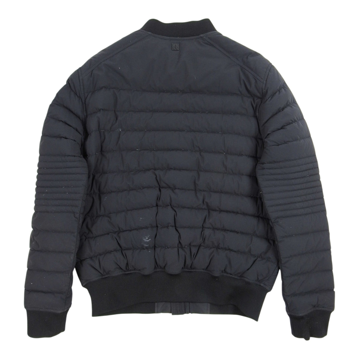 Moose Knuckles Black Distressed Quilted Bomber Jacket
