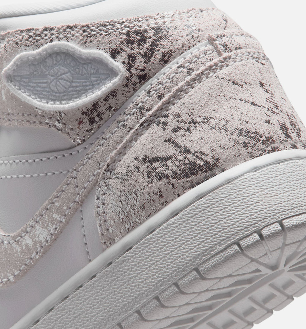 Air Jordan 1 Mid SE Grade School Lifestyle Shoes - White Field Silver