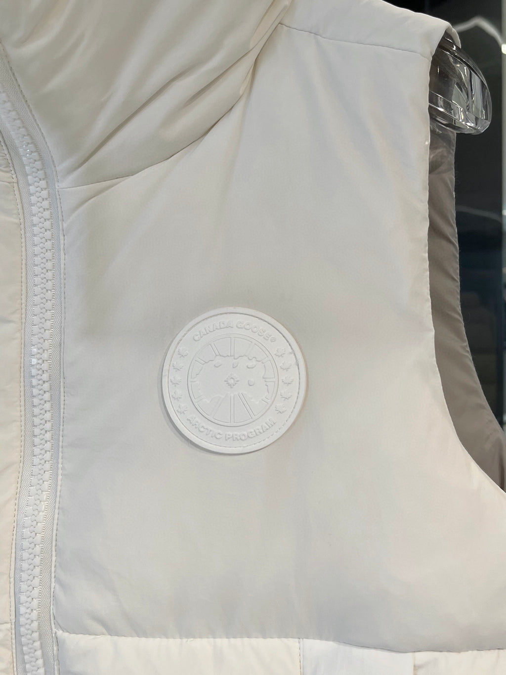 Canada Goose White Tonal Logo Stand Collar Puffer Vest