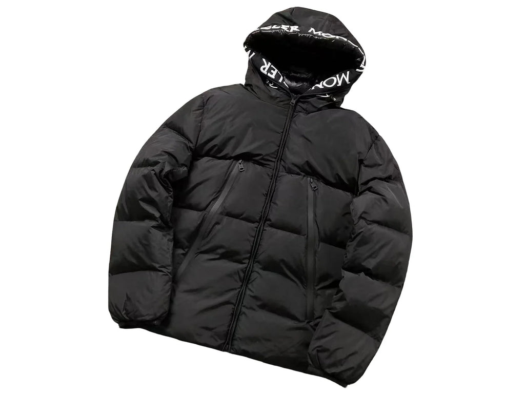 Moncler Black Logo Hood Quilted Puffer Jacket