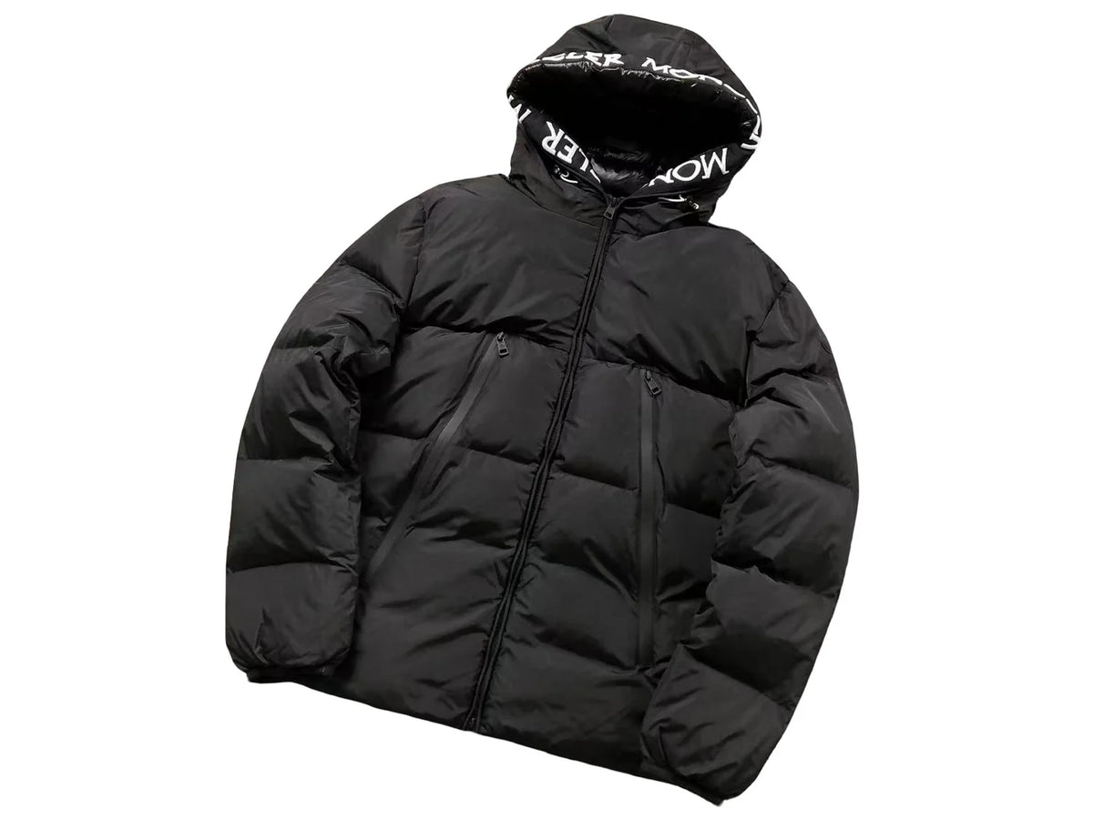 Moncler Black Logo Hood Quilted Puffer Jacket