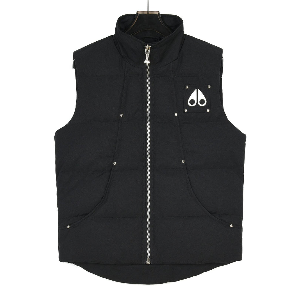 Moose Knuckles Black Stud Detail Stand Collar Puffer Vest