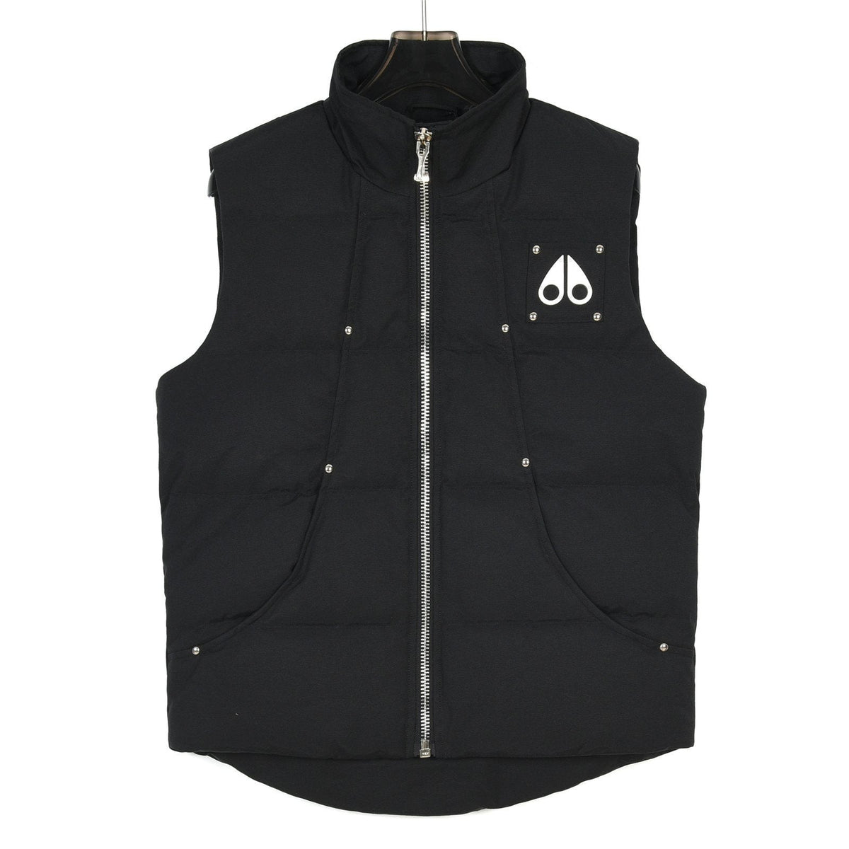 Moose Knuckles Black Stud Detail Stand Collar Puffer Vest
