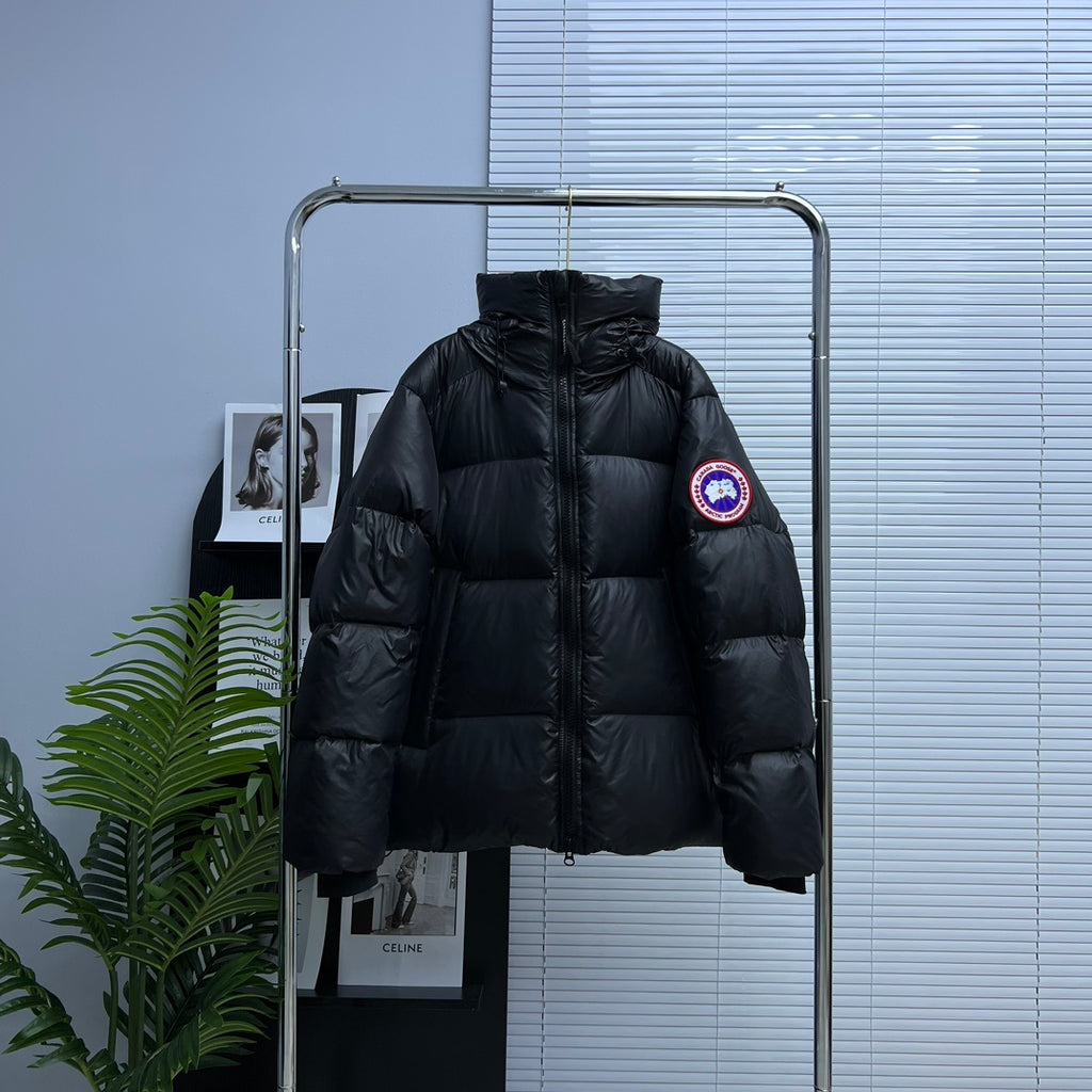 Canada Goose Black Logo Patch Hooded Puffer Jacket