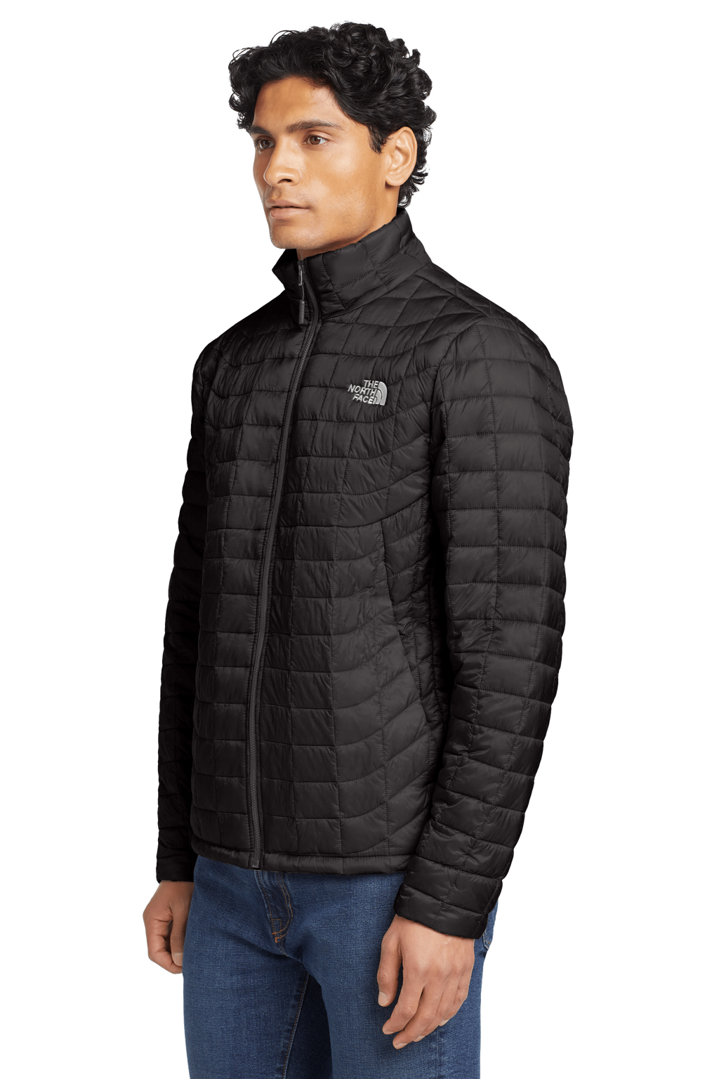 The North Face Black Grid-Quilted Stand Collar Jacket