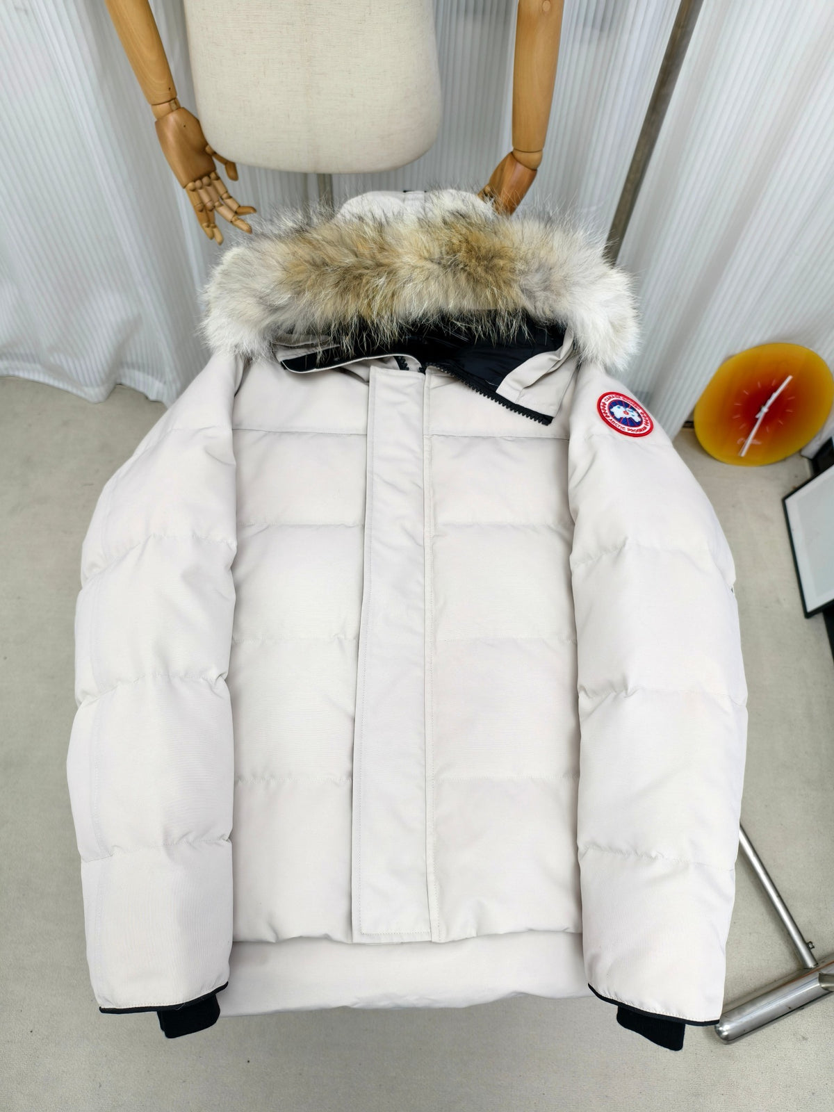 Canada Goose White Plush-Trim Hooded Quilted Puffer Jacket